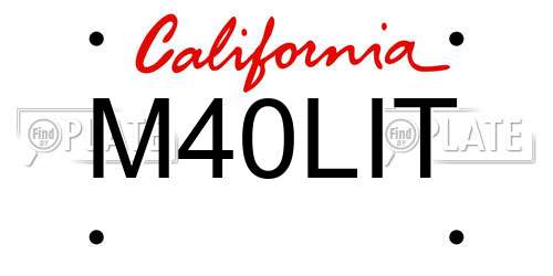 M40LIT California License Plate