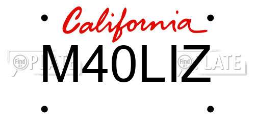 M40LIZ California License Plate