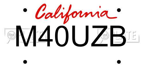 M40UZB California License Plate
