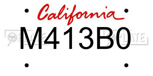 M413B0 California License Plate