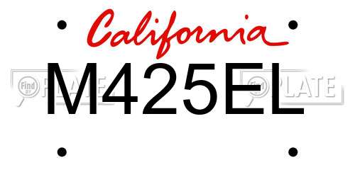 M425EL California License Plate
