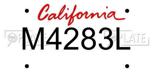 M4283L California License Plate