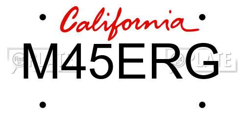 M45ERG California License Plate