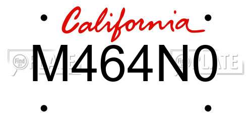 M464N0 California License Plate