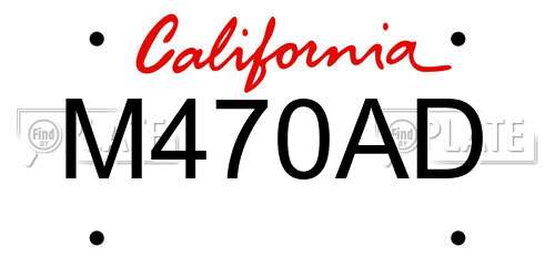 M470AD California License Plate
