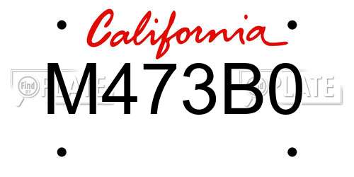 M473B0 California License Plate