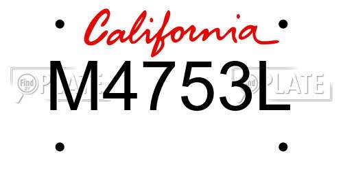 M4753L California License Plate