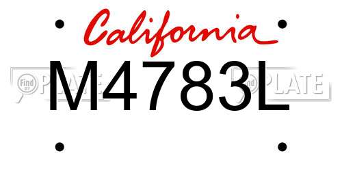 M4783L California License Plate