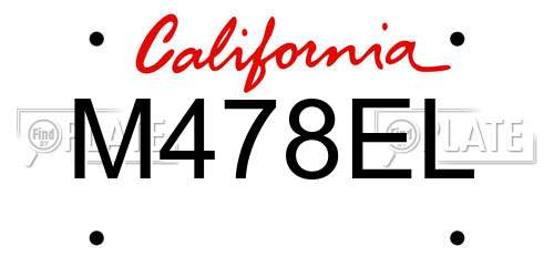 M478EL California License Plate
