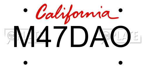 M47DAO California License Plate