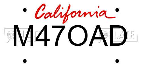 M47OAD California License Plate