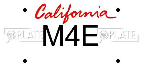 M4E California License Plate