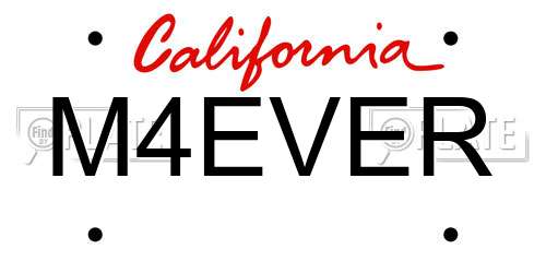 M4EVER California License Plate