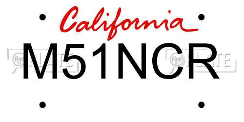 M51NCR California License Plate