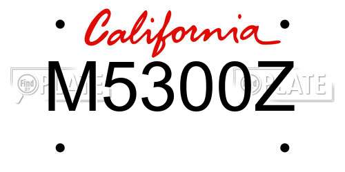 M5300Z California License Plate