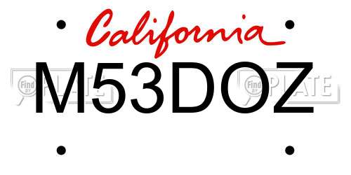 M53DOZ California License Plate