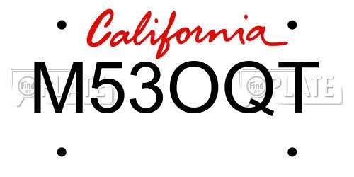M53OQT California License Plate