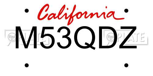M53QDZ California License Plate