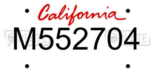 M552704 California License Plate