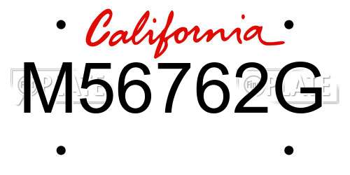 M56762G California License Plate