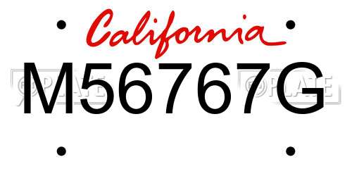 M56767G California License Plate