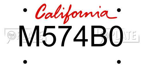M574B0 California License Plate