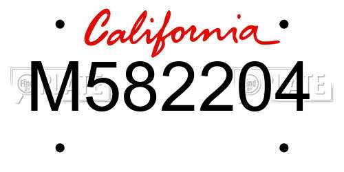 M582204 California License Plate