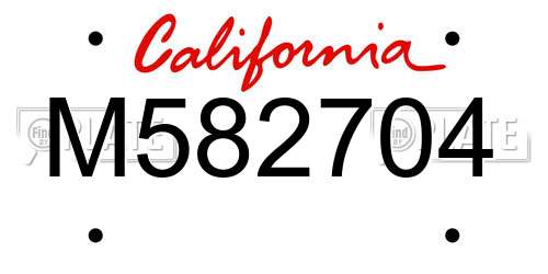 M582704 California License Plate