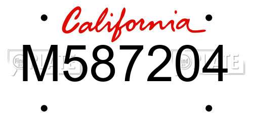 M587204 California License Plate