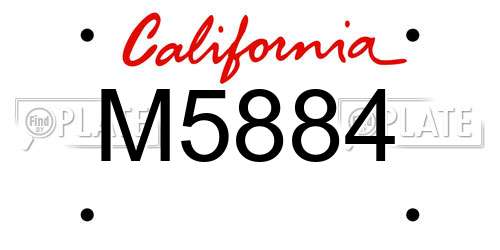 M5884 California License Plate