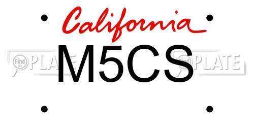 M5CS California License Plate