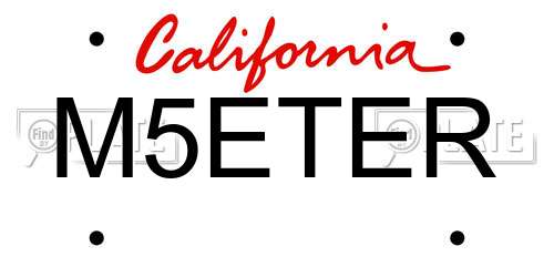 M5ETER California License Plate
