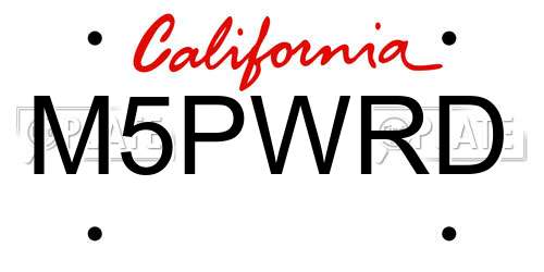 M5PWRD California License Plate