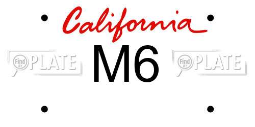 M6 California License Plate
