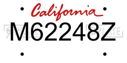 M62248Z California License Plate