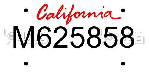 M625858 California License Plate