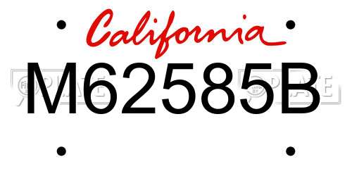 M62585B California License Plate