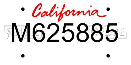 M625885 California License Plate