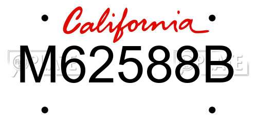 M62588B California License Plate