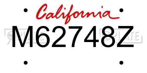 M62748Z California License Plate