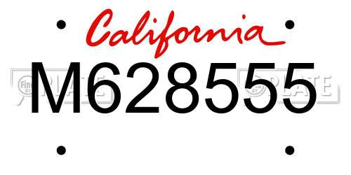 M628555 California License Plate