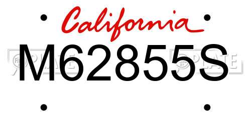 M62855S California License Plate