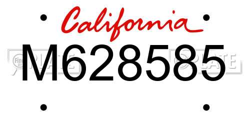 M628585 California License Plate