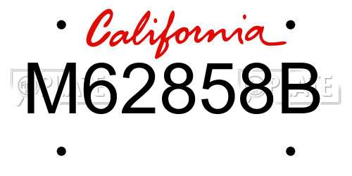 M62858B California License Plate