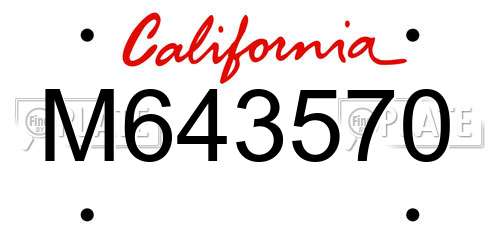 M643570 California License Plate