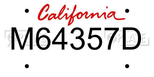 M64357D California License Plate