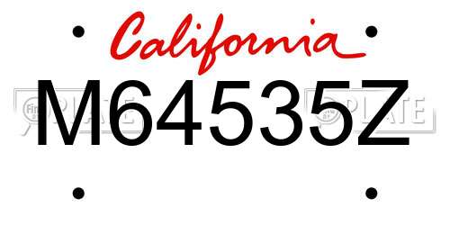 M64535Z California License Plate