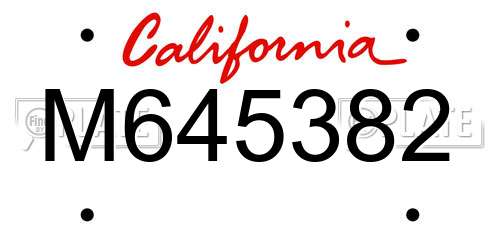 M645382 California License Plate