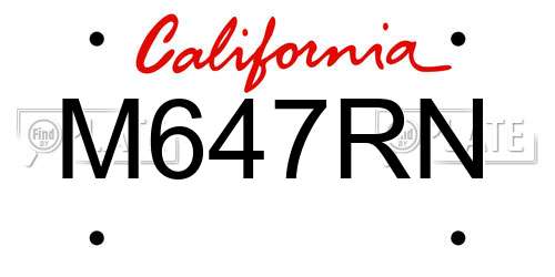 M647RN California License Plate