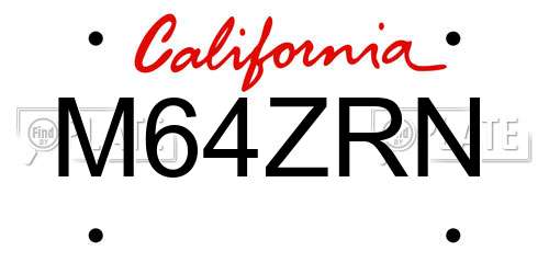 M64ZRN California License Plate